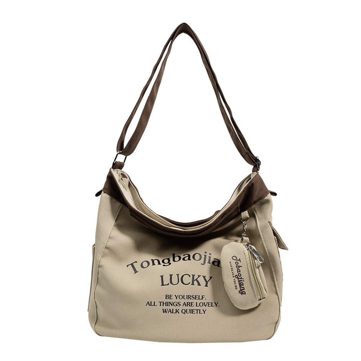 PALAY® Canvas Bag for Women Khaki Canvas Tote Bag with Coin Bag Chic Cute Letter Print Zipping Shoulder Bag Crossbody Bag Casual Hand Bag Multi Use School Book Bag Travel Carry All Bag, 30x17x30cm PALAY® Canvas Bag for Women Khaki Canvas Tote Bag with Coin Bag Chic Cute Letter Print Zipping Shoulder Bag Crossbody Bag Casual Hand Bag Multi Use School Book Bag Travel Carry All Bag, 30x17x30cm